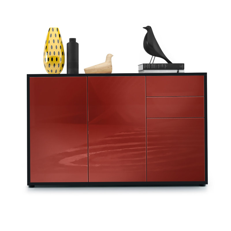 Mcdevitt 117cm Sideboard, Black (Matt)/Burgundy (Glossy)