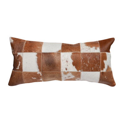  Patchwork Leather Lumbar Pillow