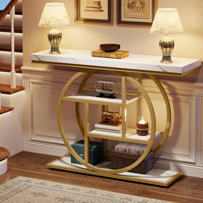 Console 41,3 po, table d'entrée industrielle à 4 niveaux avec base circulaire