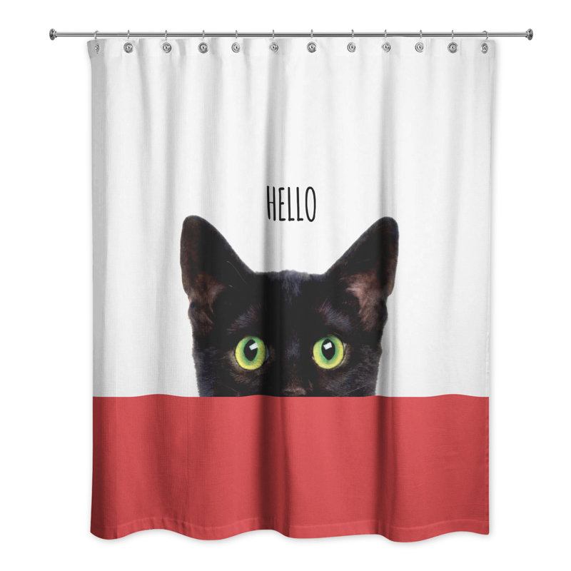 Rideau de douche simple Cats Collection, Blanc / Rouge