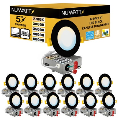 Luminaire encastré à DEL à intensité variable de 4 po à DEL sans culot de 5 W à culot variable de 27 W à 50 K et calibre 630LM