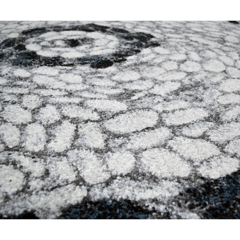 Tapis à motif oriental gris Lomawai, Rectangle 5 pi 3 po x 7 pi 3 po