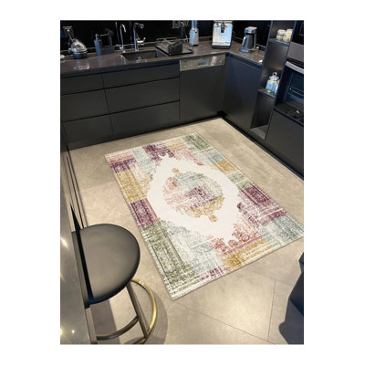 Traditional Woven Based Washable Carpet With Cream Siesta Motif