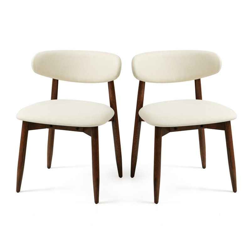 Upholstered Solid Wood Dining Chair Modern Fabric Kitchen Side Chairs (Set of 2)
