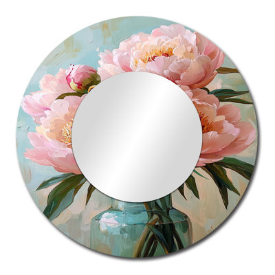 Pink Peonies Into The Farm Vase - Traditional Decorative Mirror Wall Art - Printed On Metal
