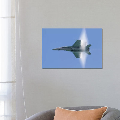 A US Navy F/A-18F Super Hornet Flies by at High Transonic Speed 1 Piece Wrapped Canvas Wall Art