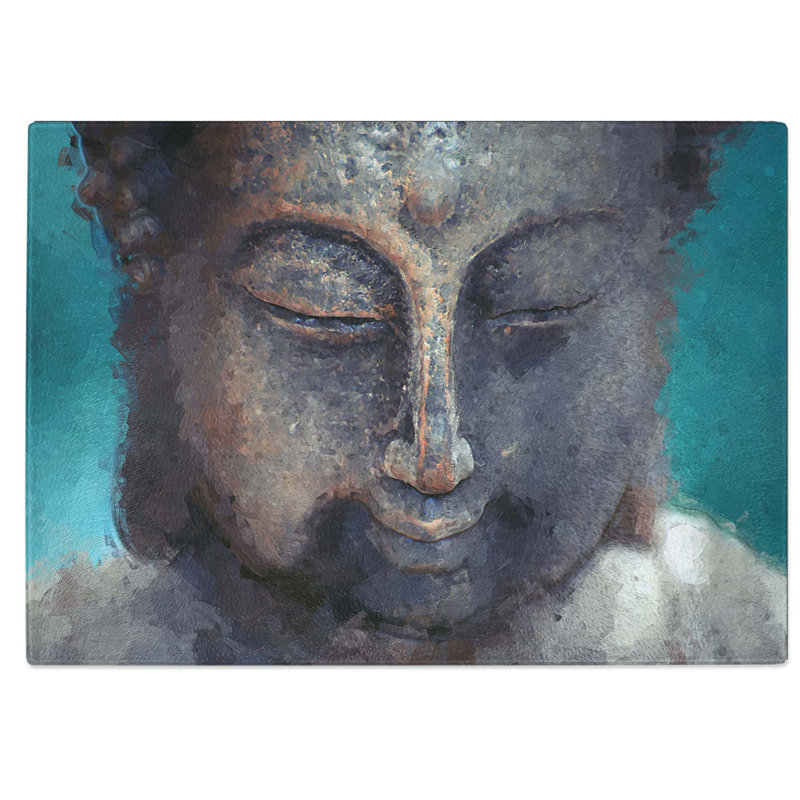 Tempered Glass The Buddha in Abstract Chopping Board, 39 cm W x 28.5 cm L