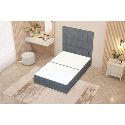 Asterin Divan Bed Base with 54" Floor Standing Headboard Plush Velvet