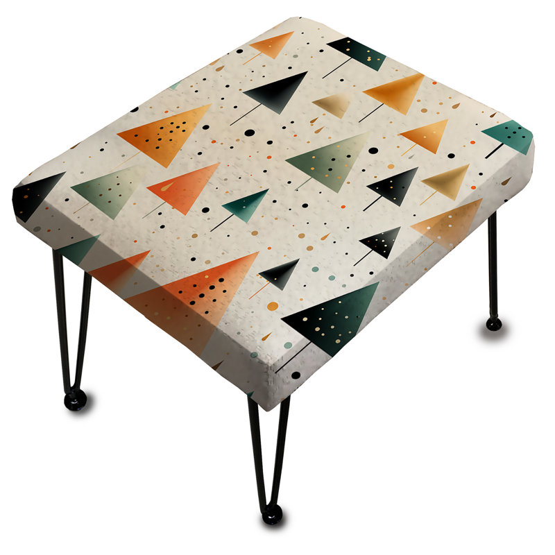 Yellow And Green Minimalism Trees - Geometric Rectangle Ottoman