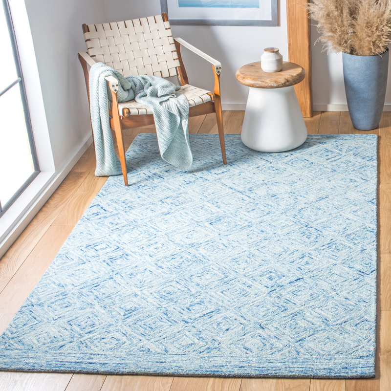 Treva Hand Tufted Wool Geometric Rug, Rectangle 4' x 6'