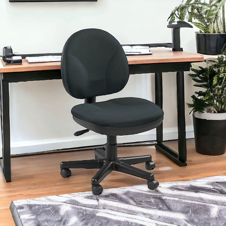 Chaise de bureau réglable pivotante en tissu, Ébène