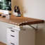 Bureau flottant rectangulaire en bois massif Burlywood-24845811