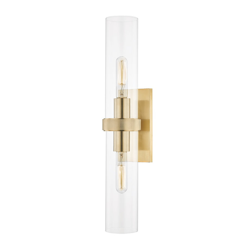 Briggs 2 Light Wall Sconce, Aged Brass