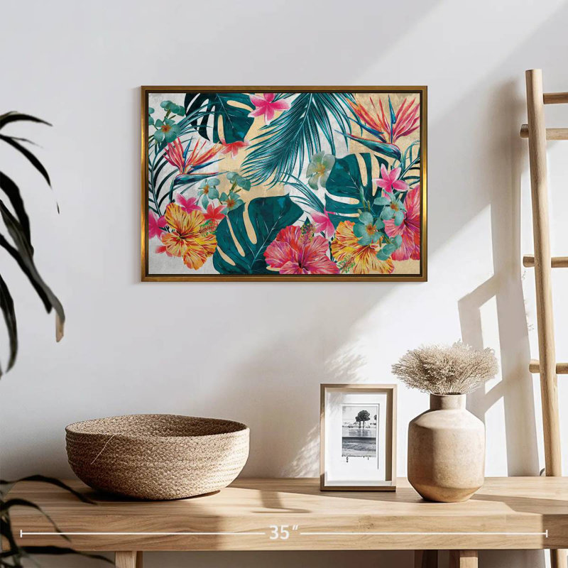 Flore tropicale, Cadre flottant doré, 19 po x 13 po