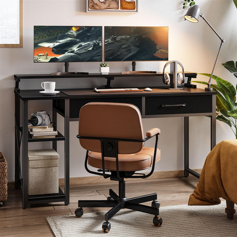 Birna Metal Base Computer Table, Black