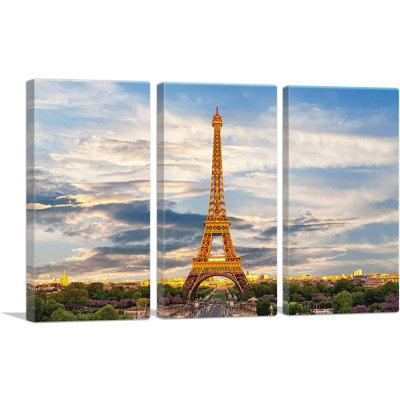 " Eiffel Tower Paris Landscape Home Decor Rectangle " 3 - Pieces