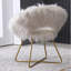 Chaise d'appoint rembourrée en fausse fourrure, blanc