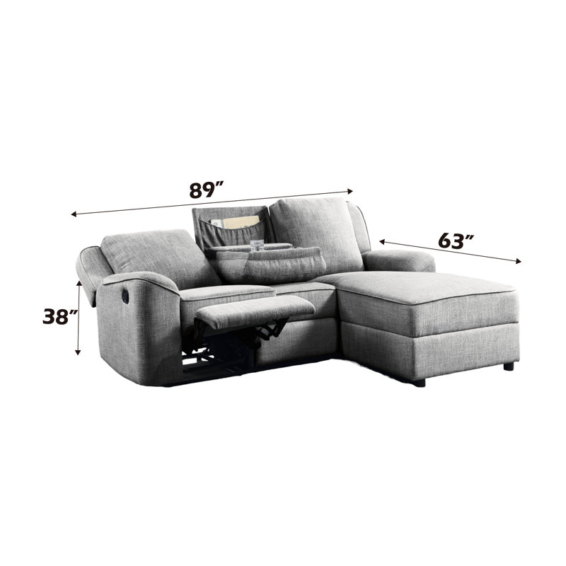 Gray Linen Sectional With Dropdown Table - Transform Your Room Comfortable Cushion