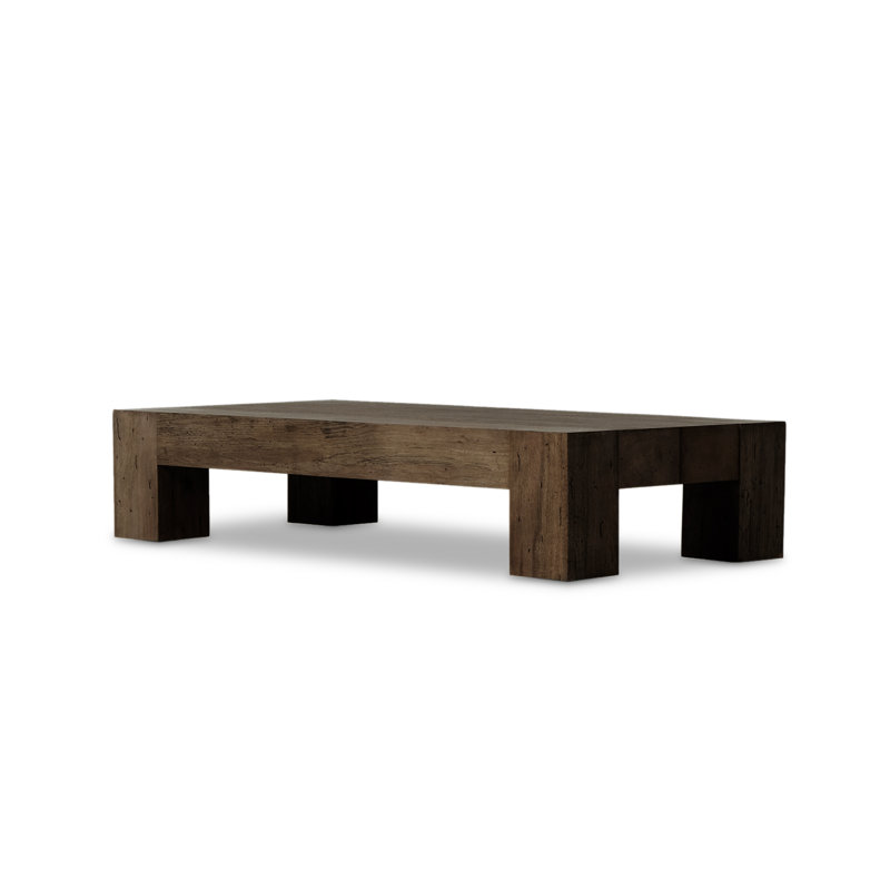Abaso Coffee Table, Ebony Rustic Wormwood, 15" H x 70" W x 35" D