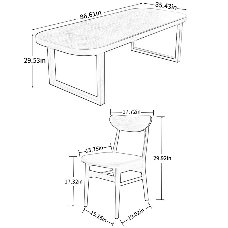 Ensemble de salle à manger Jaseena, H 29,53 po x L 86,61 po x l 35,43 po