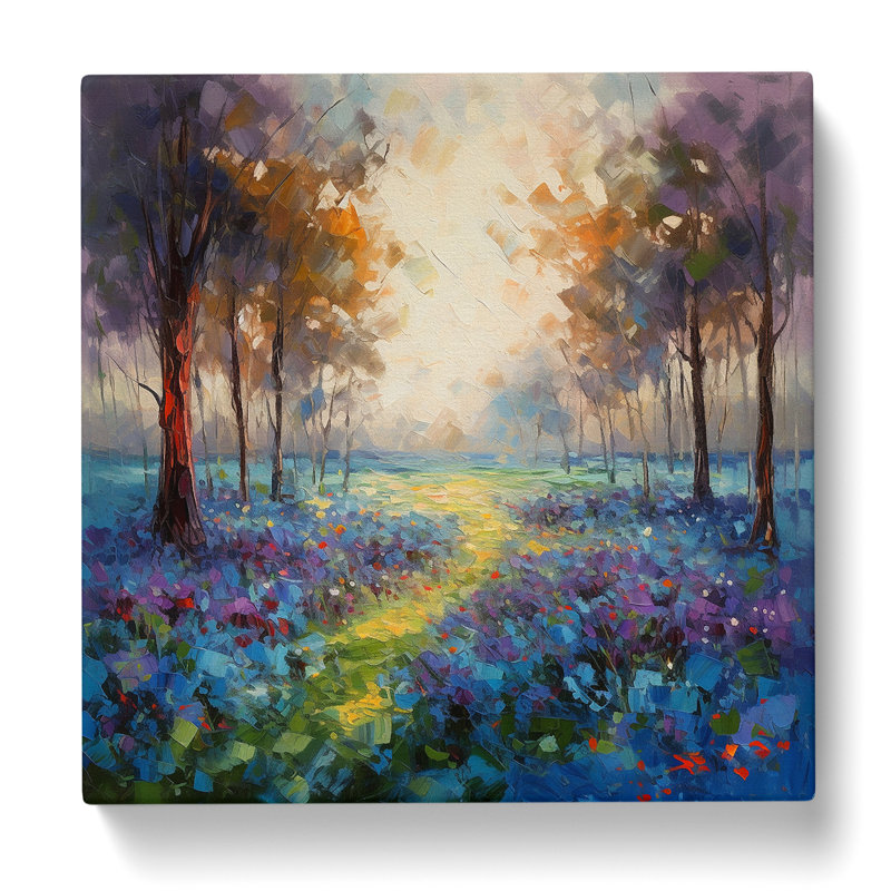 Bluebell Field Palette Knife Painting No.3 - Print, 50cm H x 50cm W x 3cm D