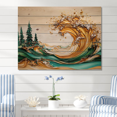 Thunderous Waves In The Atlantic I - Décoration murale en bois de plage sur bois de pin naturel