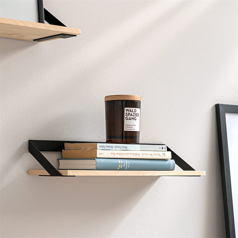 Wall Shelves| 3 Part Floating Shelves Set Made Of Metal And Real Wood Veneer | Wall Decor, Storage And Shelf For Living Room, Kitchen, Bedroom | Birch