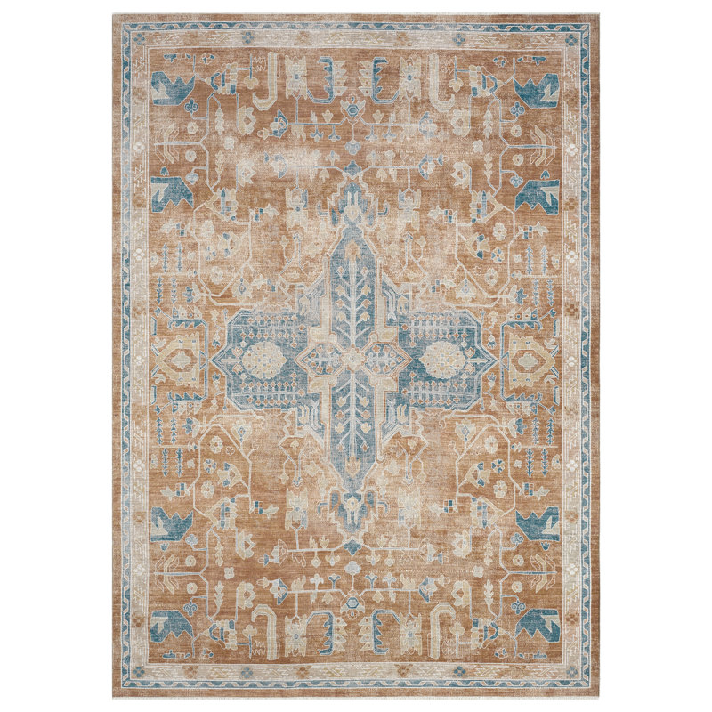 Tapis rouge en coton tissé à la machine Aldora Spice, Rectangle 9 pi 6 po x 13 pi 6 po