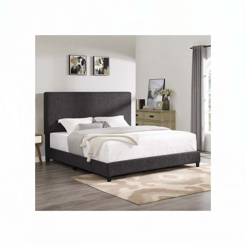 Lit plateforme tapissier Boucle, Boucle gris, Très grand