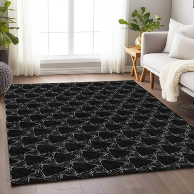 Tapis noir Prisco lavable à la machine de qualité supérieure