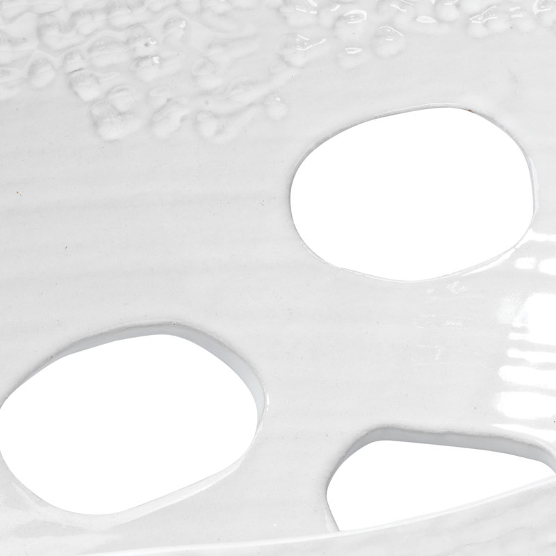 White Ceramic Asymmetric Bowl with Cutout Design