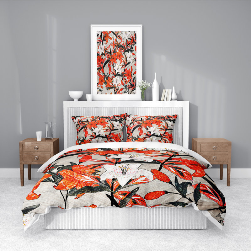 Ensemble de housse de couette en microfibre rouge et beige, Housse de couette très grand + 2 très grandes ta