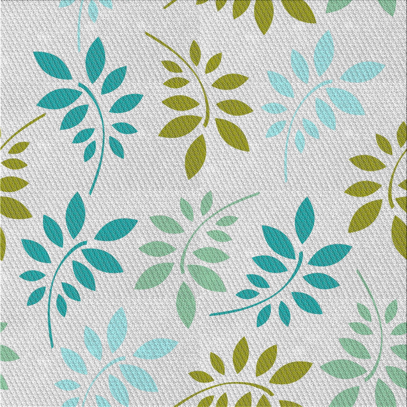Laine tissée à la machine florale et polyester bleu/gris/vert Tapis décoratif, Carré 8 pi