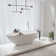 59"L x 30.7"W x 21.3"H Solid Surface Freestanding Oval Tub with Overflow and Drain