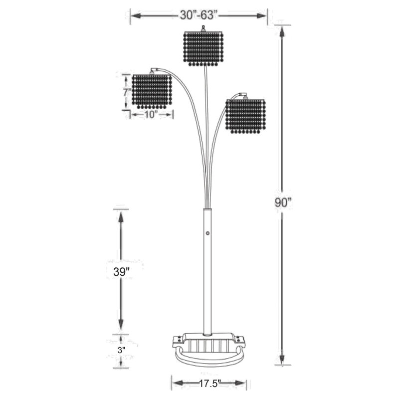 Chrome Hanging Crystal Arc Floor Lamp