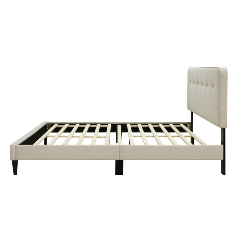 Off - White Upholstered Bed In A Box With , 80 Depth, 58.5 Width, 42.5 Height, 68 Lb, Headboard Box, Charging, , Headboard, Lb