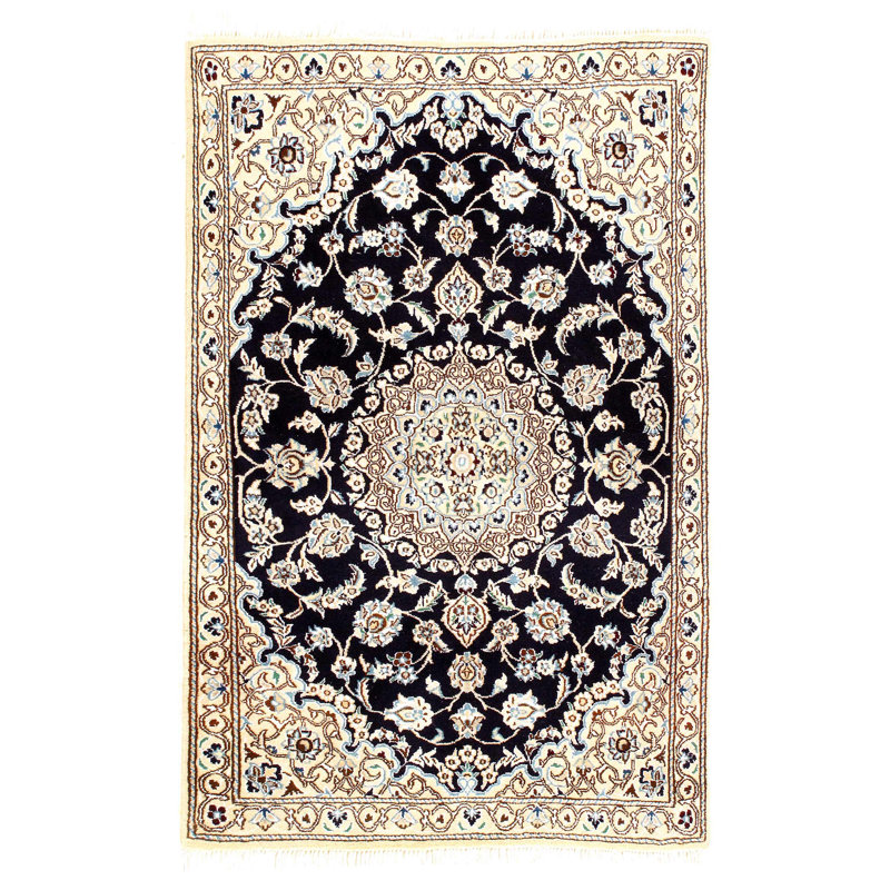 Mirutil Oriental Area Rug in Navy Blue