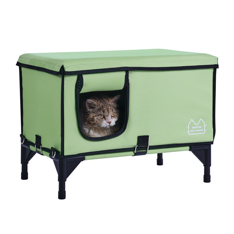 Abri pour chat extérieur chauffé et imperméable avec coussin chauffant pour l'hiver