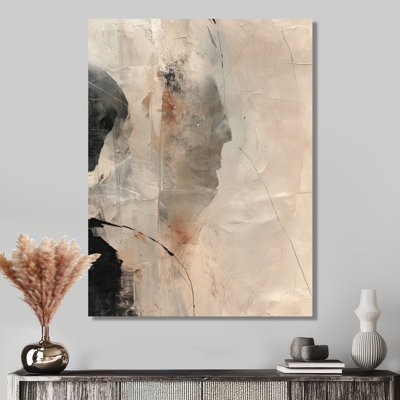 «Black and Grey Brushstroke», peinture abstraite - collage mural abstrait, art mural contemporain noir encadré