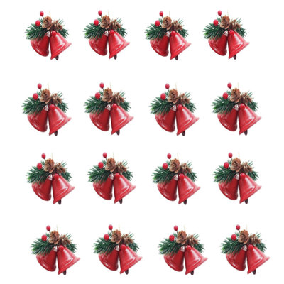 16Pcs Christmas Bells Ornament, Tree Hanging Ornament Metal Jingle Bells for Christmas Decoration Holiday Party Supplies
