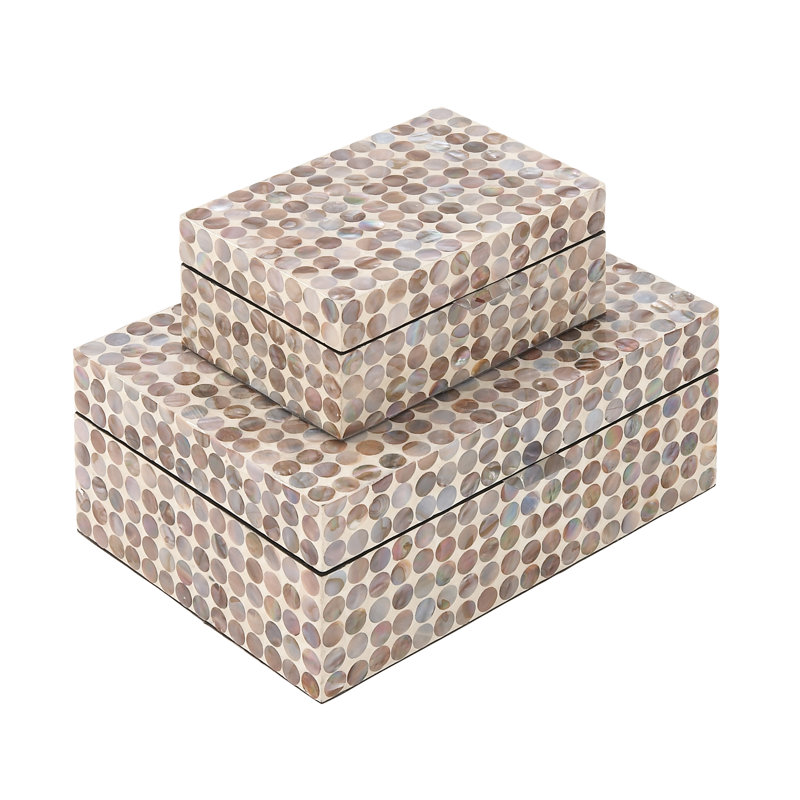 Juliette Brown and Gray Handmade Wood Lidded Box Set
