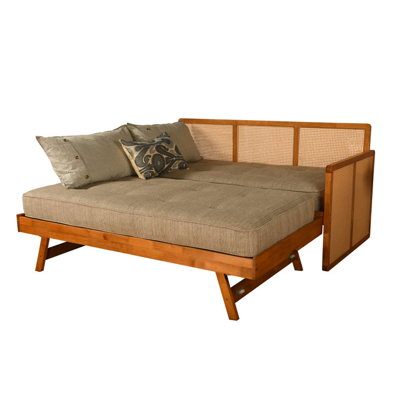 Bruke Daybed with Pop-Up in Honey Includes Mattresses, Taxi Woodsmoke