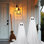 Ensemble de 2 décorations d'Halloween d'extérieur, fantôme d'Halloween fantaisiste avec guirlandes de lumières à piles, facile à assembler pour la cour avant