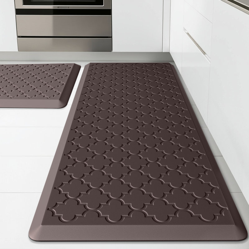 Anti-fatigue Mat Non-Slip Kitchen Mat, Brown, Runner 17.3" x 30" + 17.3" x 47"