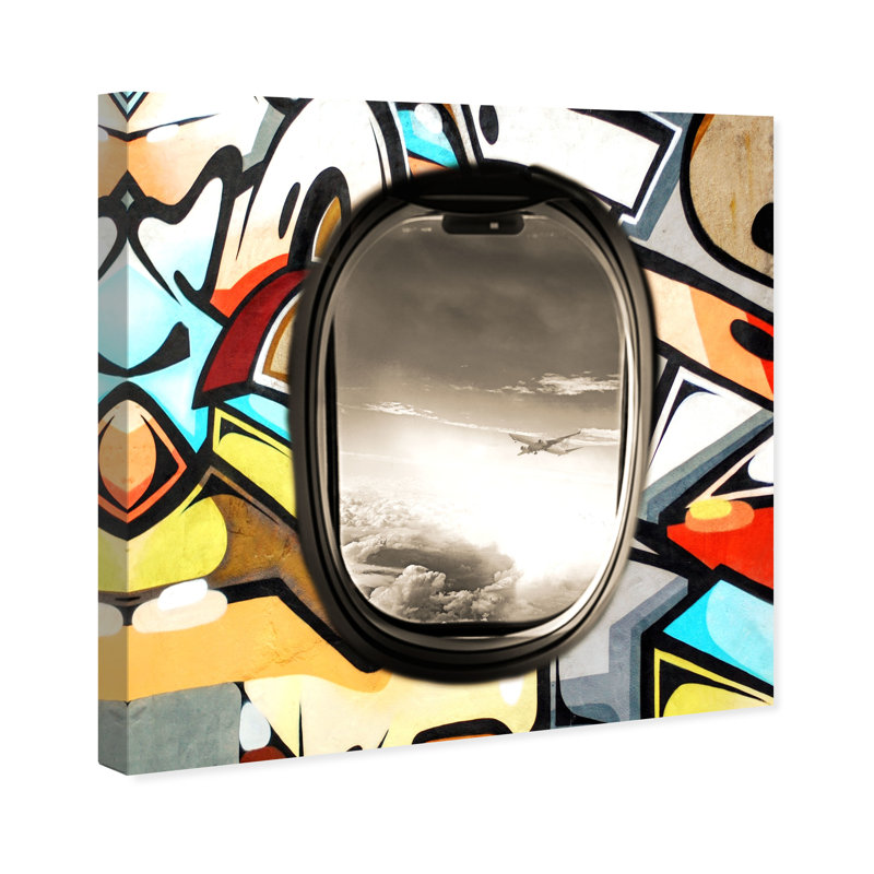 Avion Street Art - impression, H 12 po x l 12 po, Toile tendue