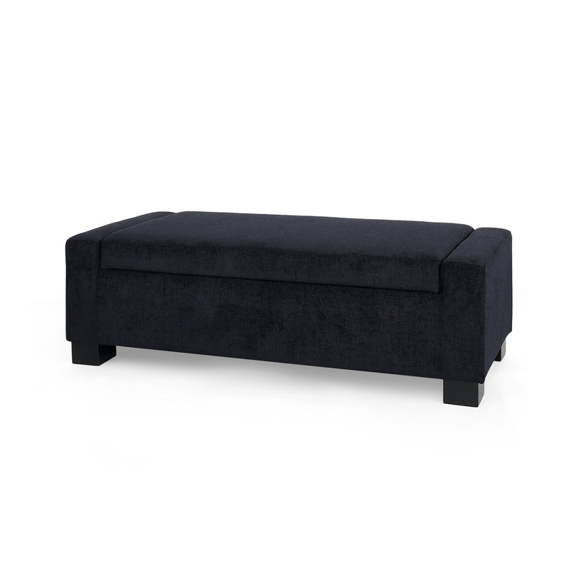 Jamih Upholstered Ottoman, Midnight Blue Polyester