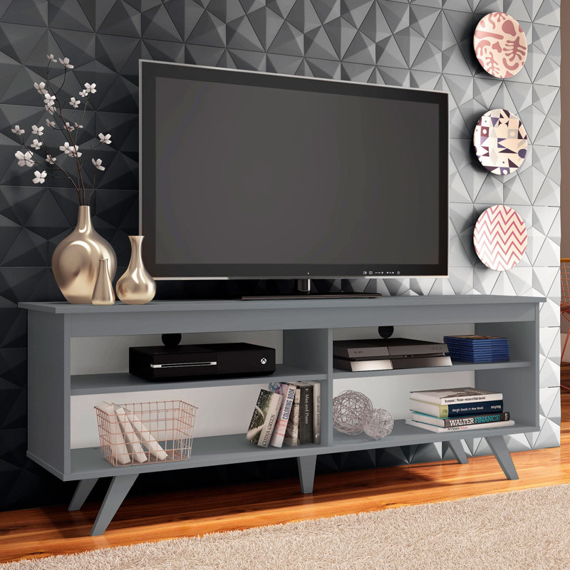 Leyburn TV Stand Entertainment Center with 4 Shelves and Cable Management for 55, 65 Inch TV Media Storage Gaming Media Console Living Room and Bedroom Modern Wooden Television