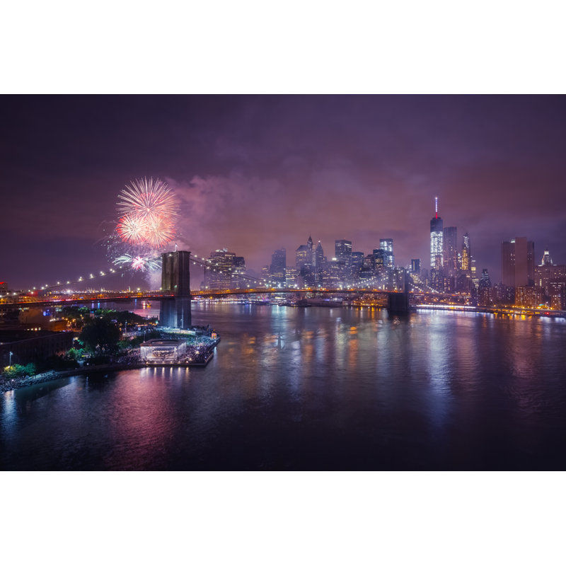 4Th July Fireworks - Wrapped Canvas Print, 20cm H x 30cm W