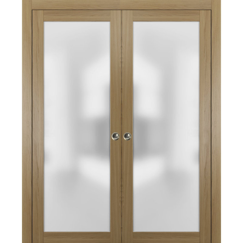 Planum Frosted Glass Sliding Closet Doors, 48" x 80", White Silk