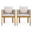 Ensemble de 2 chaises de salle à manger d'extérieur en bois d'acacia avec poignées en corde mélangées blanches, coussins lavables et imperméables beiges, capacité de 400 lb